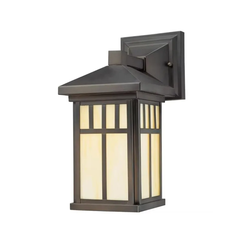 Westinghouse Lighting 6732800 Burnham One-Light Exterior Wall Lantern on Steel with Honey Art Glass, Oil Rubbed Bronze Finish,