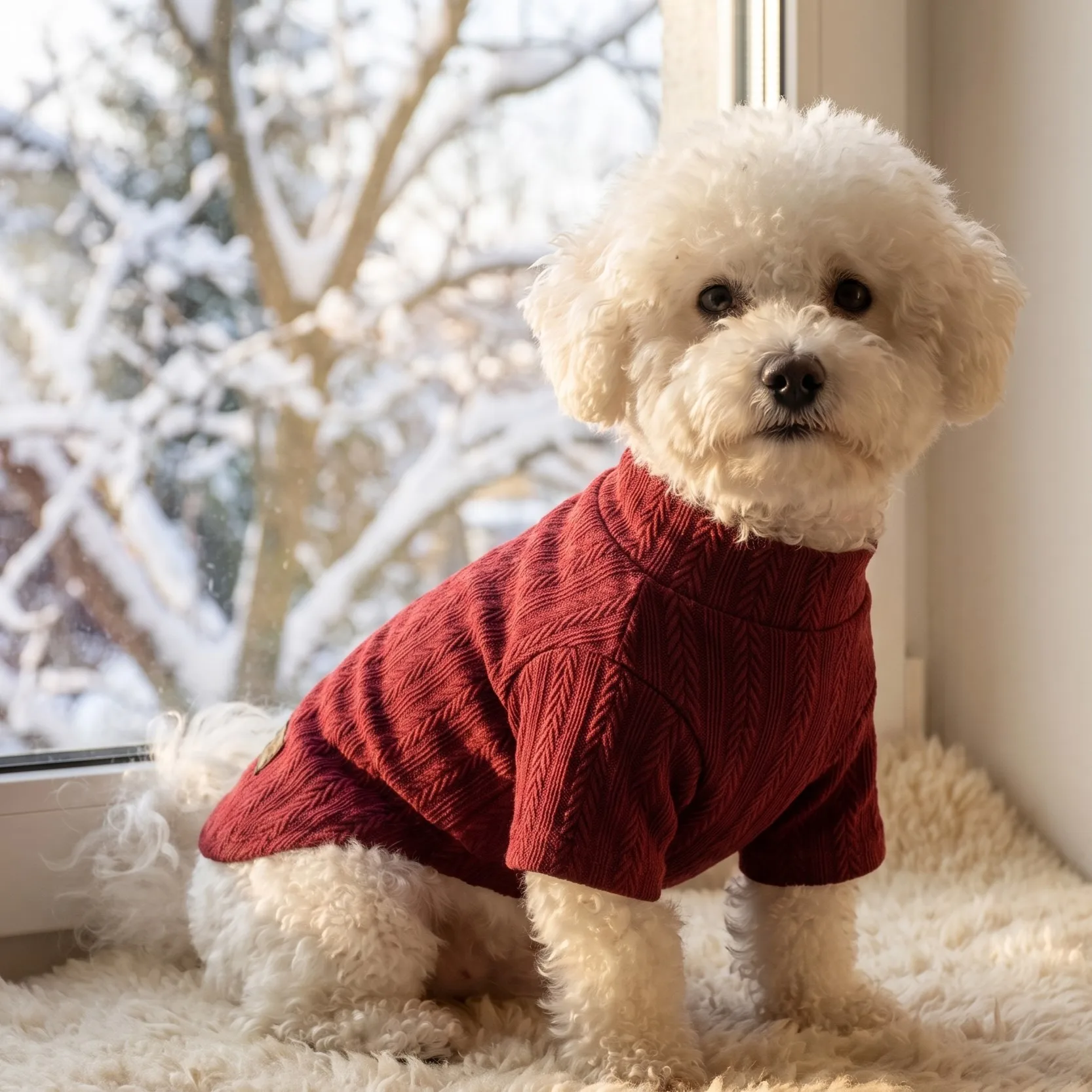 Hundepullover, Rollkragenpullover für Haustiere, gestrickte Hundekleidung mit Blumenmuster, Unterhemden für kleine und mittelgroße Hunde. – Detail 7
