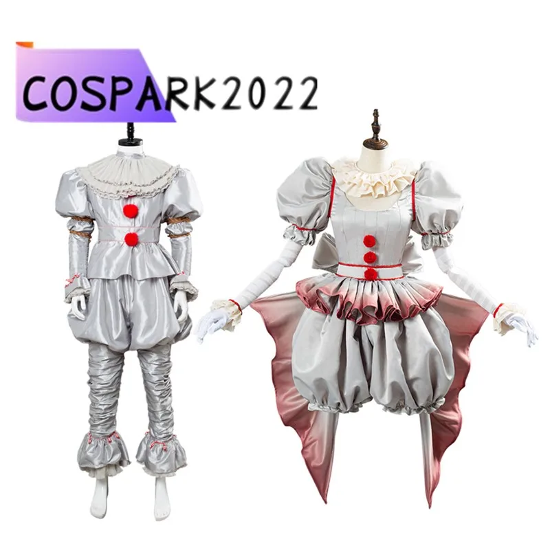 

Pennywise Косплей Костюм Ужас Фантазия Клоун Мужчины Топ Брюки Перчатки Маскировка Лолита Женское Платье Наряды Хэллоуин Карнавальный Костюм