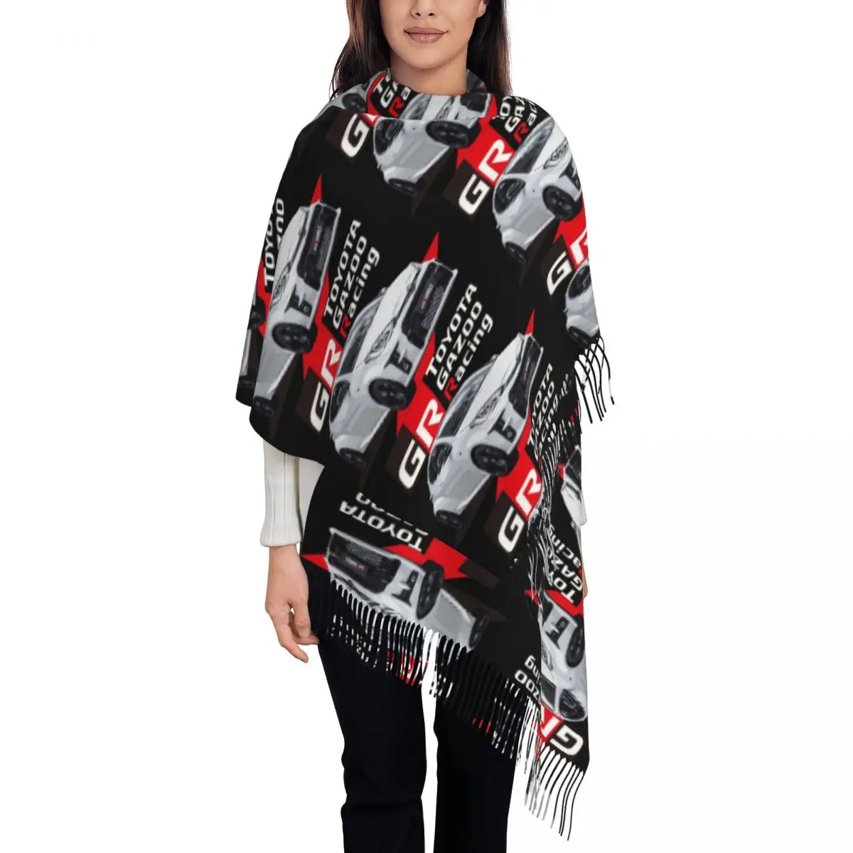 

Toyota Gr Yaris - Gazoo Racing Scarf Tassel Scarves for Women Soft Warm Shawls and Wraps Long Fall Winter Shawl Wrap