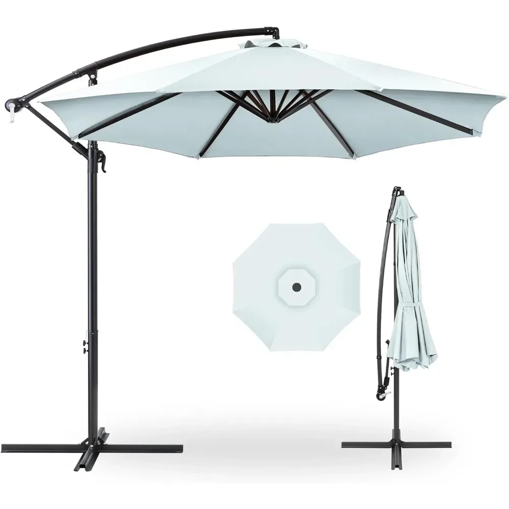 10ft Offset Hanging Market Patio Umbrella W/Easy Tilt Adjustment, Polyester Shade