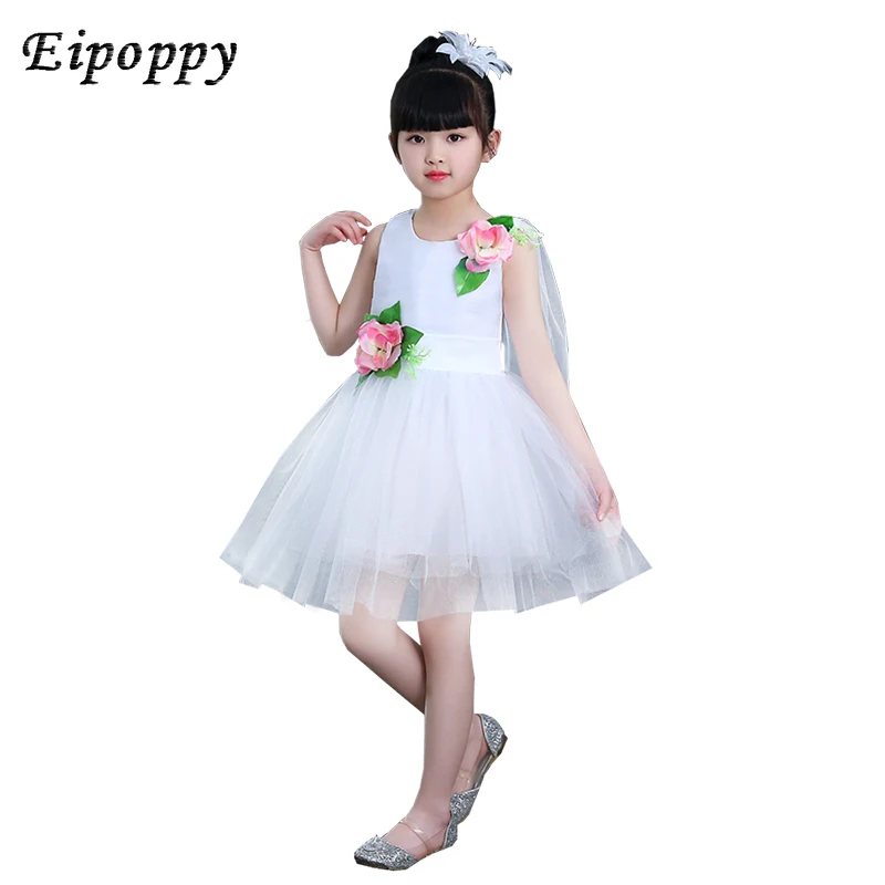 Vestido de princesa para el Día de los niños, tutú, vestido de niña de flores, vestido de espectáculo de Coro, falda, Ropa de baile de verano, nuevo