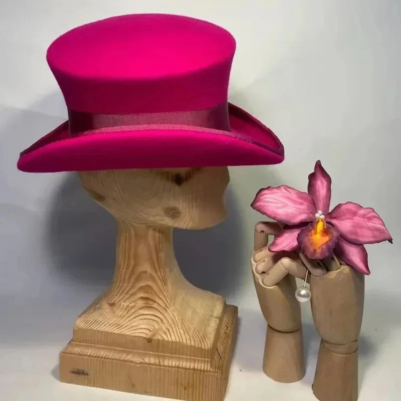 

Wool Hat Fashiona Formal Hat Ribbon Steam Punk Hats Men Lumber Costume Cap Women Men Party Hat Cashmere Hat Asymmetric Top Hat