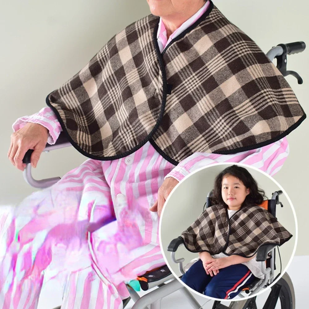 Portable Elderly Adults Care Shoulder Warm Padded Plush Wheelchair Warm Blanket Soft Comfort Winter Windproof Wheelchair Blanket