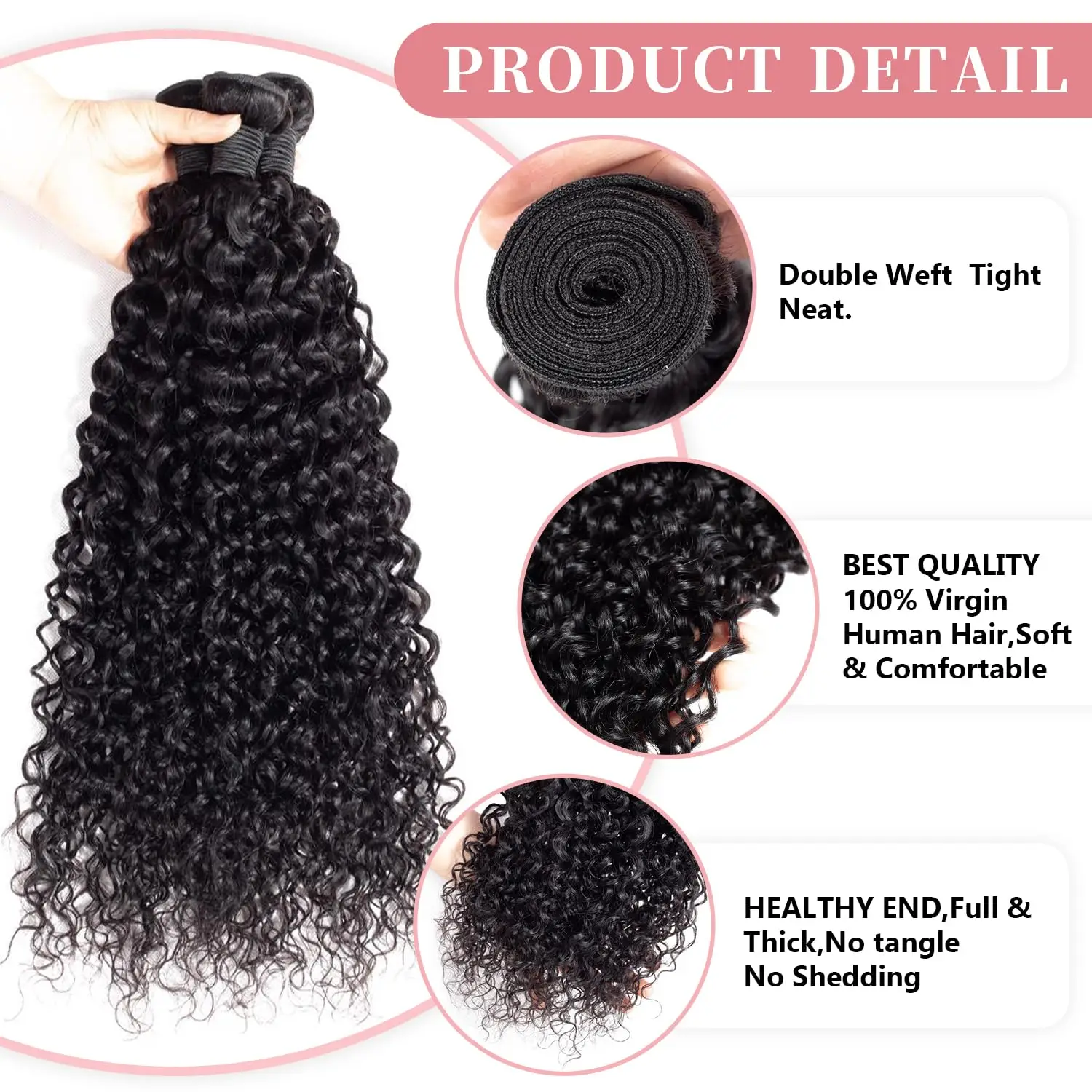 100% Human Hair Curly Bundles Raw Hair Brazilian Bundles Original Human Hair 8-30" Human Natural Hair 10A Extensions For Women