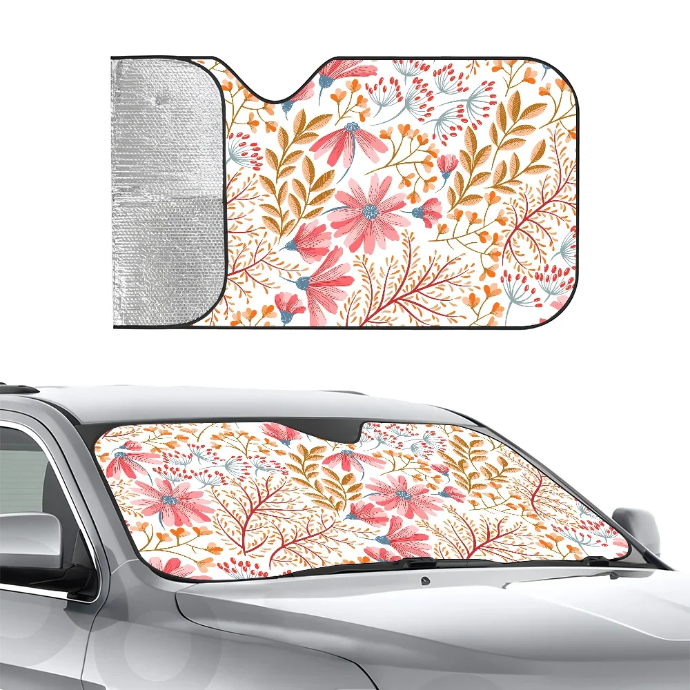 

Floral Ornament Pattern Car SunSha Heat-insulating Aluminum Film Windshield Sunshas UV Rays Blocks Car Sun Visor Protector