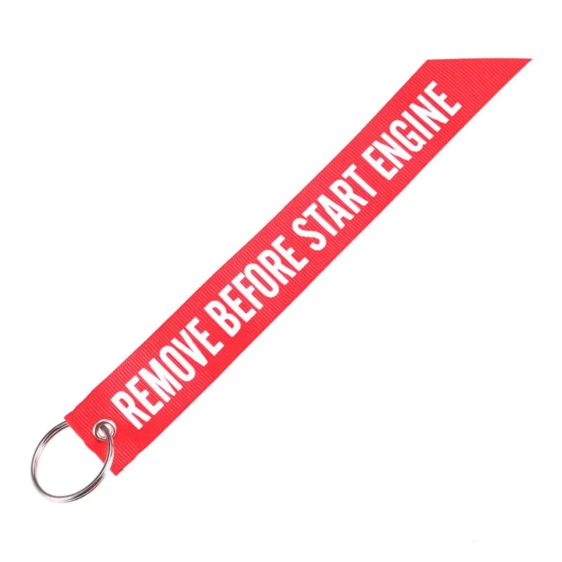 Remove Before Flight Streamer Key Chain Chaveiro Red Keychain Remove Before Start Engine Motorcycle Streamer Key Ring Jewelry
