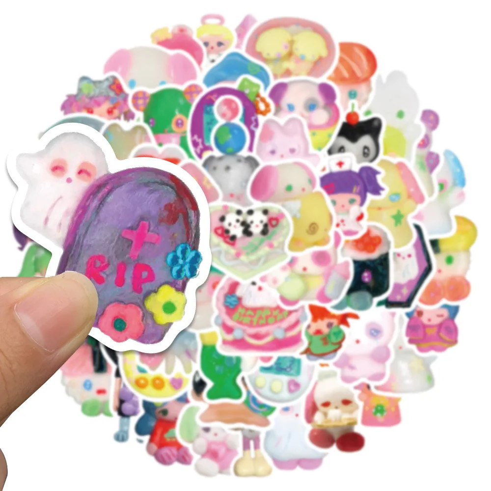 56PCS 3D Crystal Clay Girl Cute Stickers Skateboard Notebook Fridge Phone Guitar Luggage Decal Sticker Kids Toy