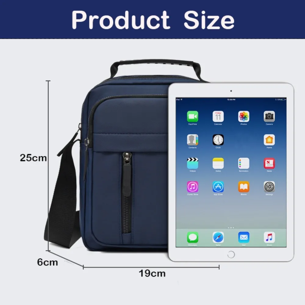 Multi-Compartment Men's Crossbody Bag Compact Design Solid Color Business Shoulder Bag Adjustable Strap Travel Bag Daily Use