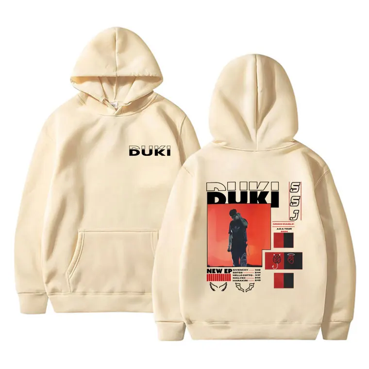 Fashion Rapper Duki ADA Tour 2024 Merch Graphic Hoodie Men's Clothing Vintage Oversized Pullover Hoodies Male Fleece Tracksuit