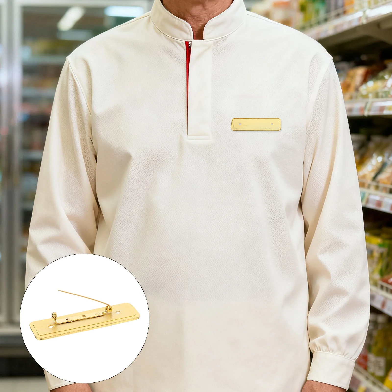 

10pcs Metal Name Badge Blanks With Safety Clasp Brooch Pre-Drilled Holes Employee Id Tag For Office Worker Uniform Staff Badge