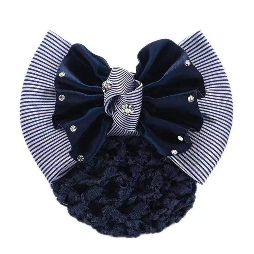 Trendy Gift Rhinestone Elegant Headdress Bow Mesh Snood Korean Syle Headwear Women Hairpin Hairnet