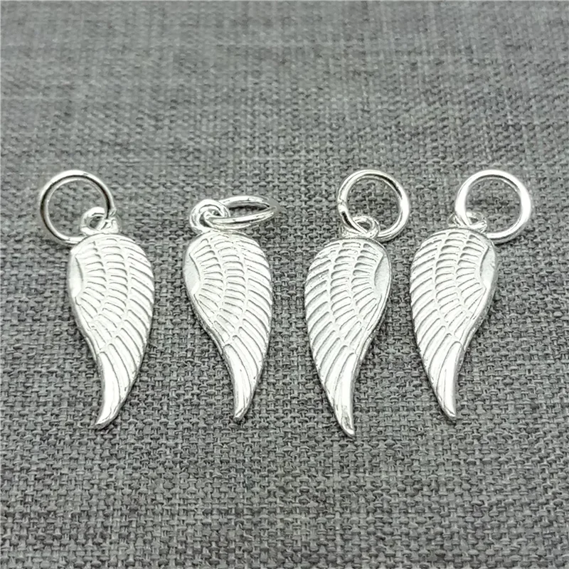 

6pcs of 925 Sterling Silver Angel Wing Charms Small Pendant for Bracelet Necklace