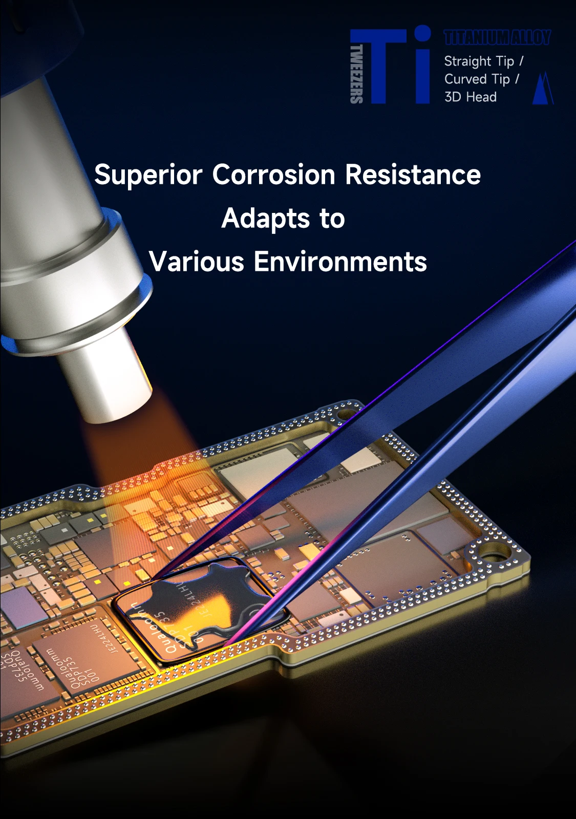 ميكانيكي T3D-11 Tia-11 ملاقط سبائك التيتانيوم بغا IC رقاقة تحلق سلك إصلاح الملقط اللوحة الأم ملاقط الالكترونيات الدقيقة