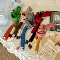 Stripes Spell Colour Fine Narrow Long Scarf Female Winter Korean Version Knitted Scarves New Niche Design Women's Cashmere Scarf