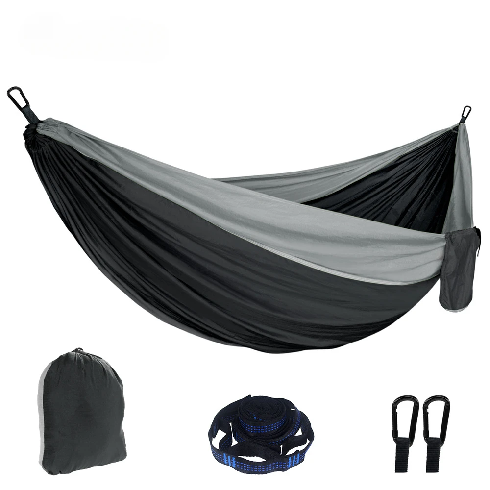 

High-equipped hammock with ring strap single and double 270*140CM210T nylon parachute cloth portable