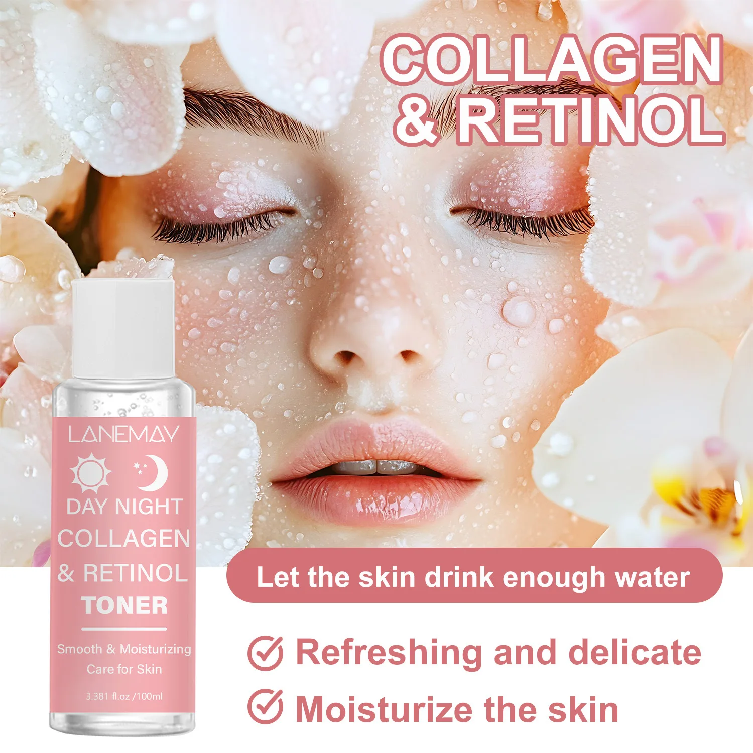 Collagen Toner Retinol Moisturizing Firming Skin Soothing Repairing Skin Barrier Brighten Hyaluronic Acid Facial Toner Skin Care