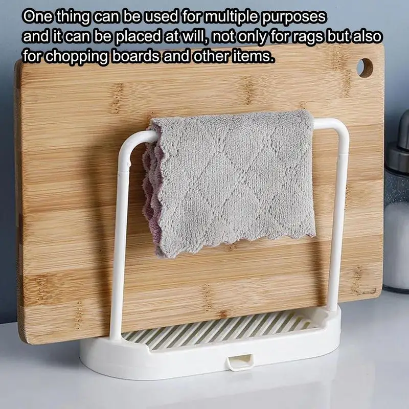 Kitchen Towel Storage Rack Sponge Drain Shelf Plastic Dishcloth Stand Home Organizer Holders with Drainage Tray Gadgets