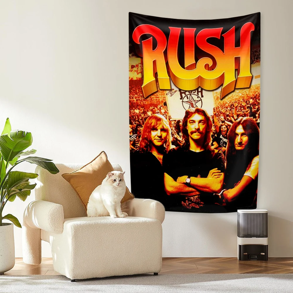 Rock And Roll Music Tapestry Rush Band Home Decor Aesthetics Wall Hanging Dormitory Concert Background Cloth Birthday Gift