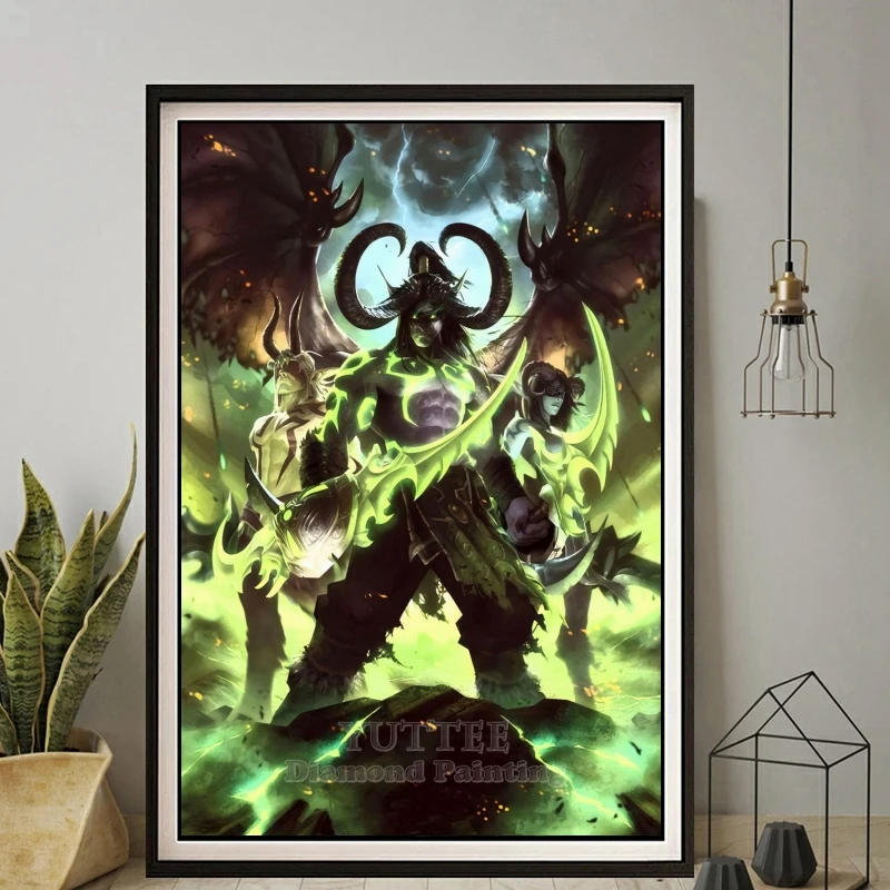 Gra World Of Warcraft pełny kwadratowy okrągły ścieg krzyżykowy 5D DIY obraz w hafcie diamentowym Art mozaika do dekoracji domu