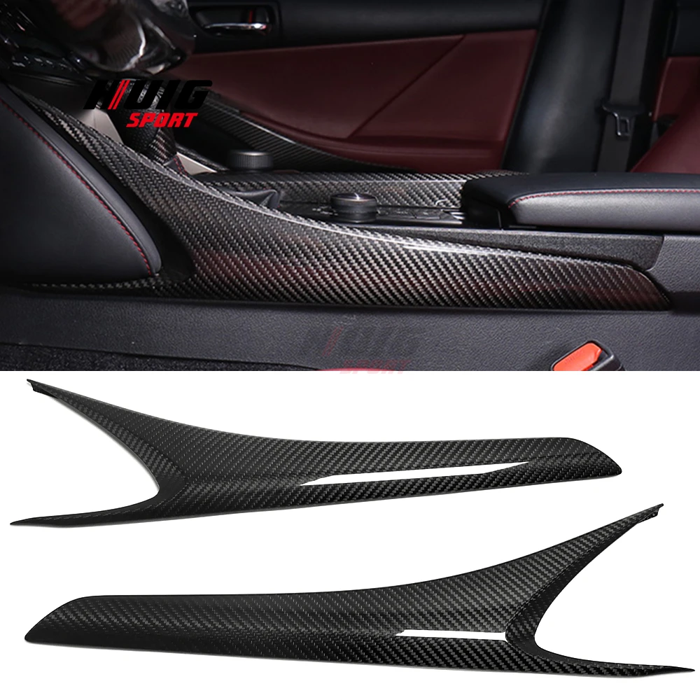 Real Dry Carbon Fiber Car Gear Shift Side Center Console Panel Cover Trim For Lexus IS IS250 IS300 IS350 F Sport 2014-2017