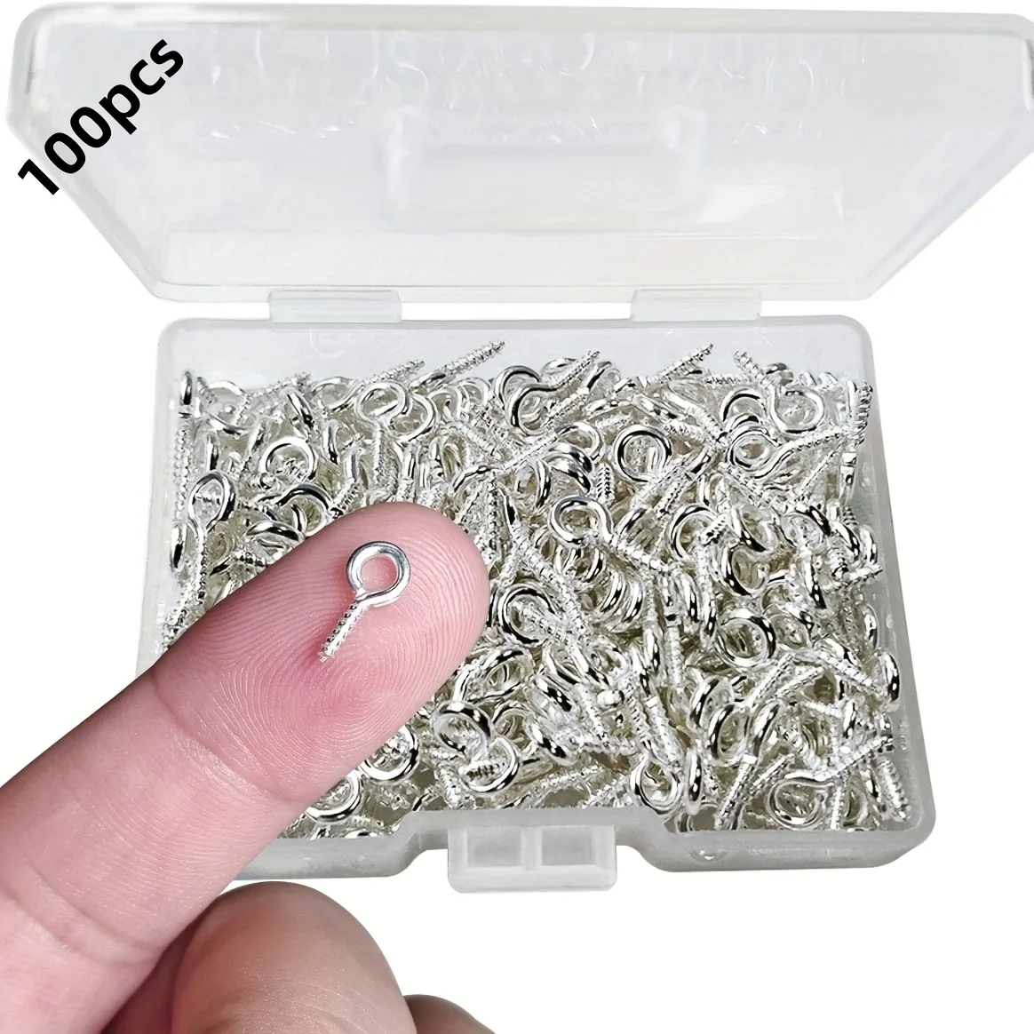 

100pcs Mini Screw Eye Pin Pegs 8 x 4mm Hooks Self-Tapping Screws for Arts & Crafts Cork Top Bottles DIY Jewelry Making (Silvery)