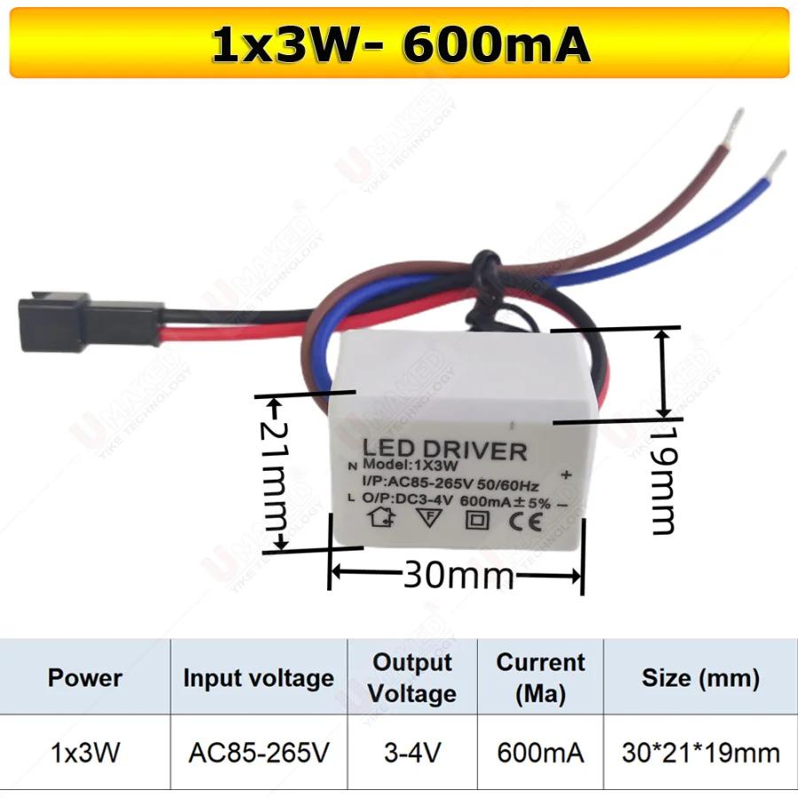 High PF Constant Current LED Driver 600mA 3W 10W 20W 30W 40W 50W 60W1-2x3w 6-10x3w 10-18x3w 18-30x3W Lamp Lighting Transformers