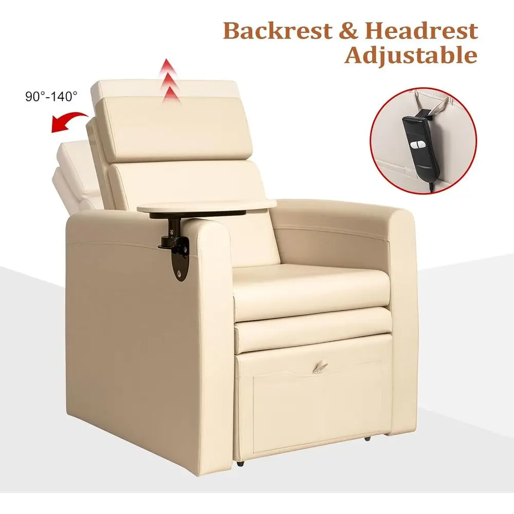 Cadeira elétrica ajustável para pedicure com suporte para copos, armazenamento e estação pedi de piso completo para técnicos profissionais de unhas e S