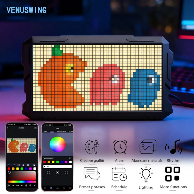 display-led-pixel-24-48-diy-visualizzatore-audio-video-smart-bluetooth-con-controllo-app-per-sala-giochi-e-comodino
