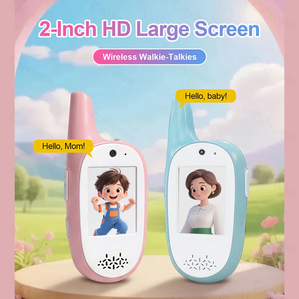2pcs Video Walkie Talkies for Kids Video Intercom HD Camera Rechargeable Portable Radio Phone Birthday Gift for Kids Ages 3-12