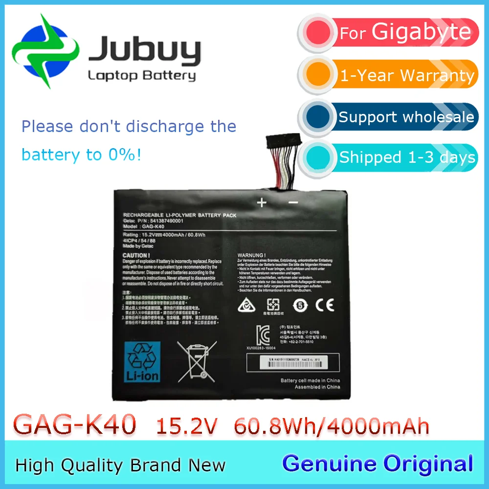 GAG-K40 15.2V 60.8Wh Original Laptop Battery for Gigabyte G-Style 27S00-GK400-G20S 541387490001 4ICP4/54/88