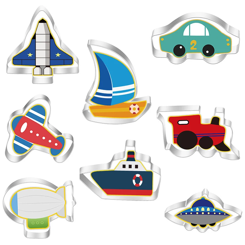 

Автомобиль Самолет Лодка Поезд Формочка для печенья Нержавеющая сталь Нож для печенья Выпечка Фрукты Кухонные инструменты Форма для тиснения Печать