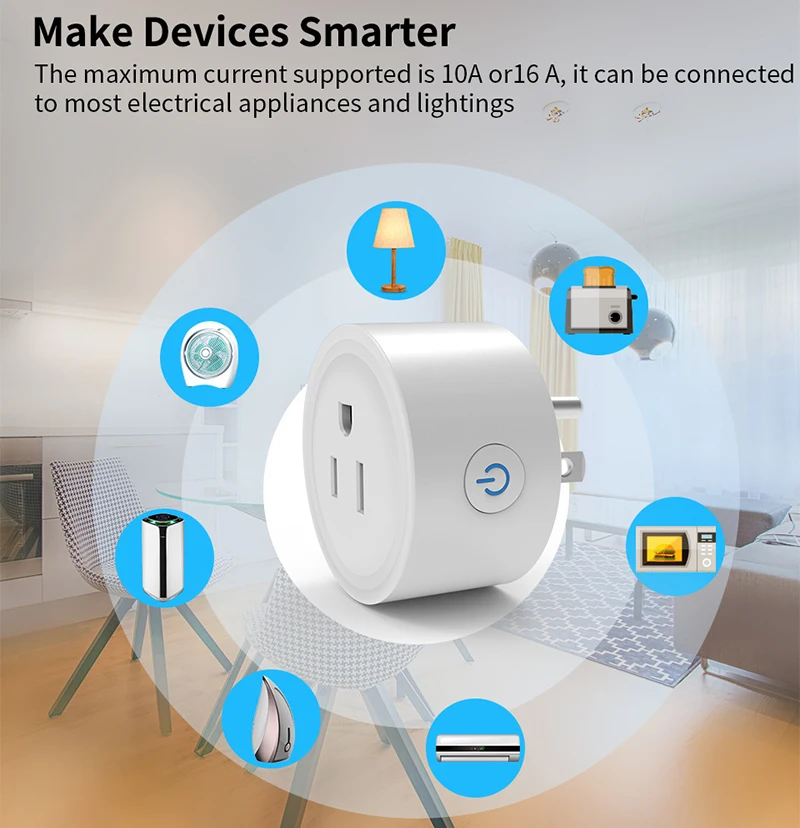 JHJCH WiFi Smart Socket US Plug 16A Cozylife APP Remote Bidirectional Control and Alexa Google Home Control Timer