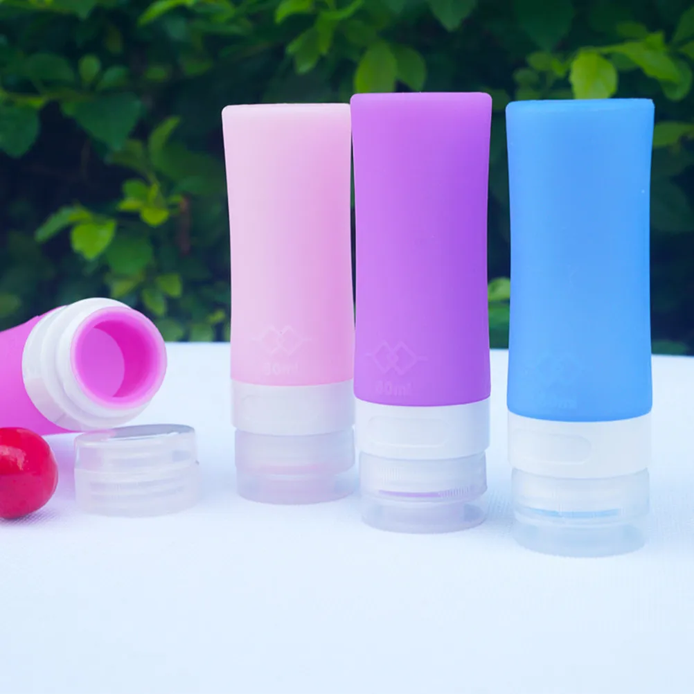 38Ml Food Grade Silicone Travel Bottles Wide Mouth Easy Fill Leak Resistant Liquid Containers for Toiletries Shampoo Shower Gel