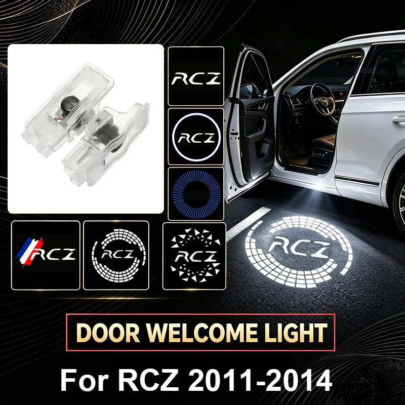 2PCS For Peugeot RCZ 2011-2014 HD Projector LED Car Door Welcome Lights Auto Emblem Shadow Lamp Night Signal Ligth Accessories