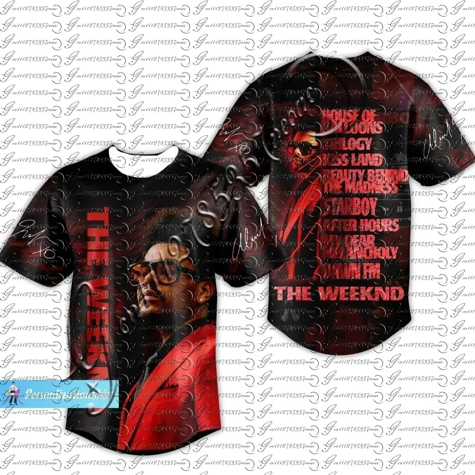 the Weeknd Hip Hop Baseball Jersey Unisex Short Sleeve Button up Shirt Streetwear 2026 New Hot Fan Gift Family Matching