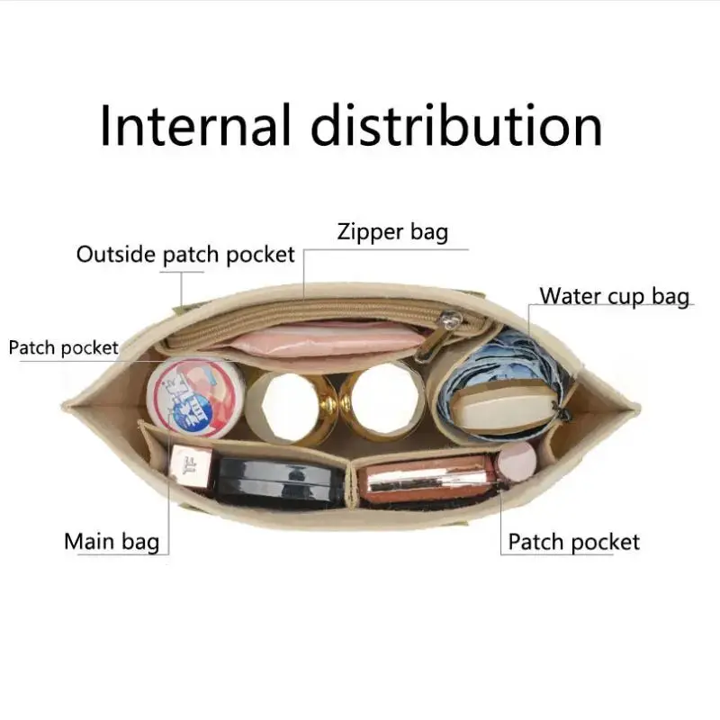 Borsa con inserto in feltro adatta per borsa Longchamp Borsa con fodera Borsa per trucco in tessuto di feltro Supporto da viaggio Borsa con inserto portatile Organizzatore