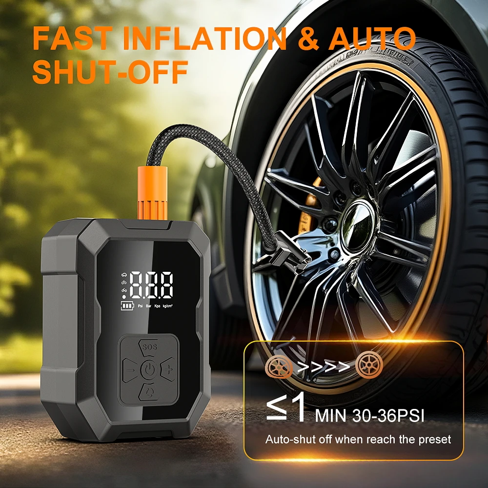 YIJU Mini Air Pump Tire Inflator Car Electric Mini 30L/Min Portable Air Compressor For Car Motorcycles Bicycle Inflatable