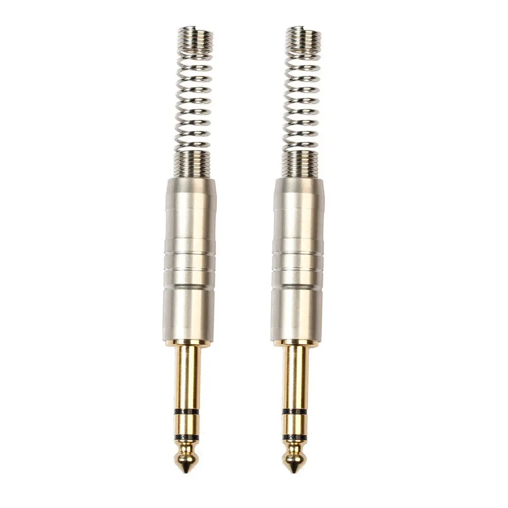 2Pcs Audio Plug 6.35mm Stereo Connector Gold Plated Alloy Construction Stereo Male Jack for High Efficiency Soldering Microphone