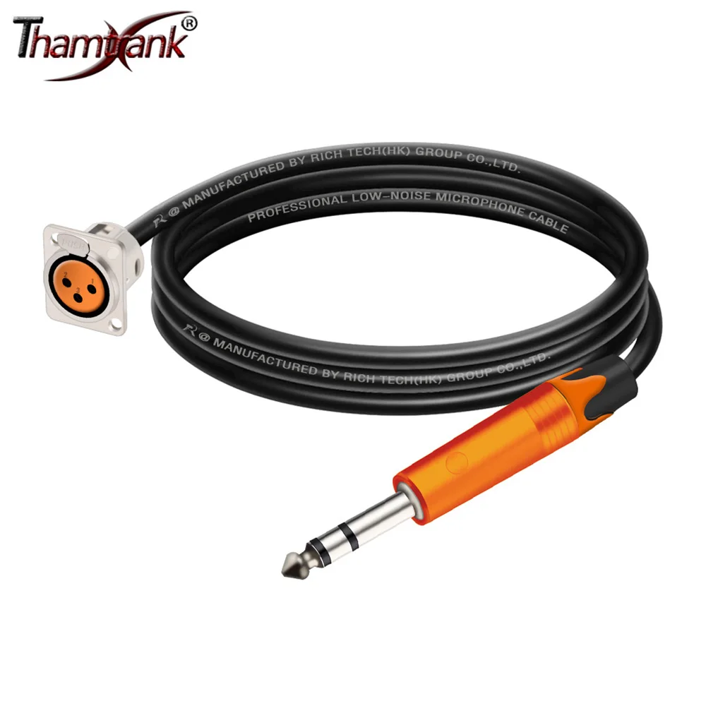 

XLR to 6.35mm Audio Extension Cable,D-Type 3Pin XLR Female Panel Mount MIC Socket to 1/4" TS/TRS Jack for Mixer Audio Interface