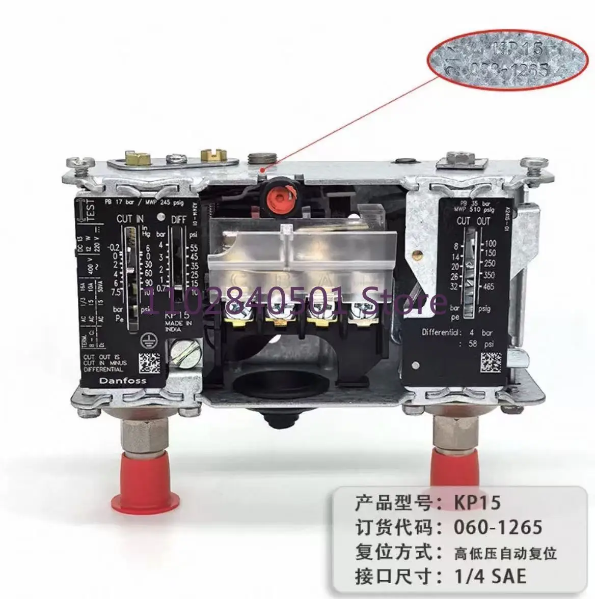 

Danfoss KP15 060-1265 Pressure Controller Pressure Switch 060-126591 060-126566