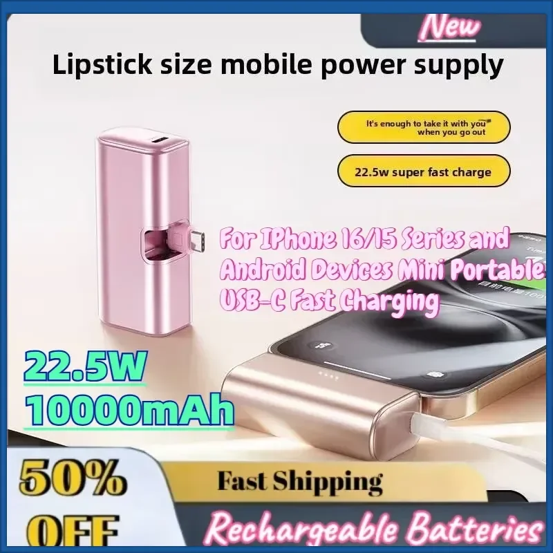 High-Quality New 22.5W 10000mAh Power Bank for IPhone 16/15 Series and Android Devices Mini Portable USB-C Fast Charging