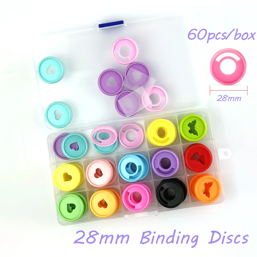 28mm Mushroom Hole Rings Binder Discs Loose-leaf Buckle Binder Notebook Binding Disc with Box DIY Planner Rings Binding Supplies