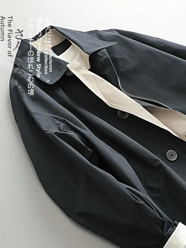 

Trendy Loose Men's Mid-Length Jaet Autumn Faionable Japanese Sle Balmukden Coat Versatile Outerwear for Youth Daily Wear