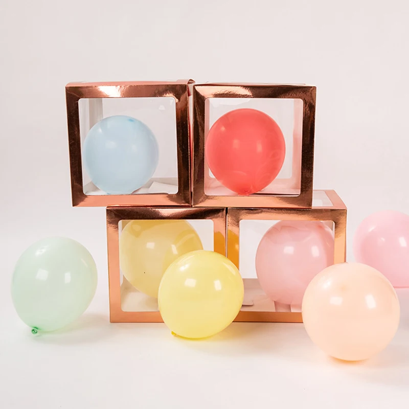 Transparent Balloon Box Letter Box Baby Shower Box Rose Gold Birthday Wedding Custom Name Balloon Boxes Kids Party Decoration