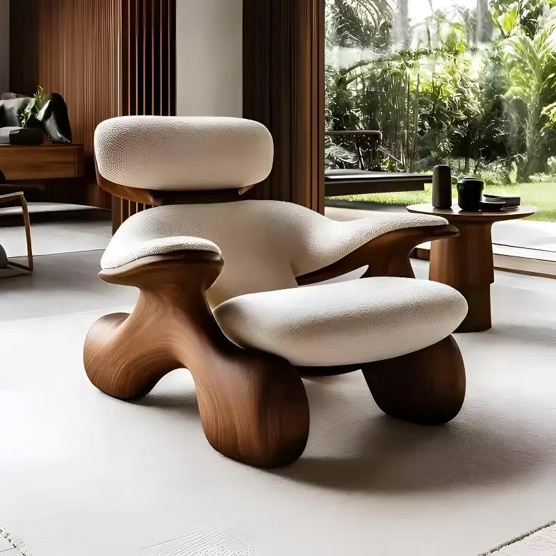 Chinese-Style Solid Wood Artistic Lounge Chair Designer Villa Sofa High-End Custom-Shaped Hotel Reception Chair