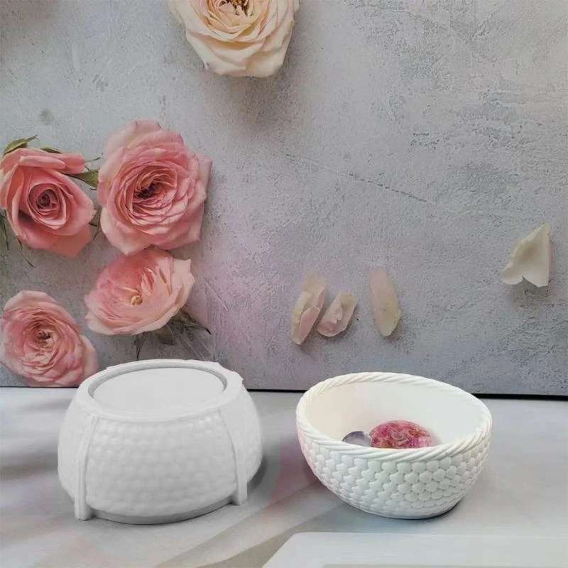 النسيج سلة زهرة أواني السيليكون قوالب القوالب القوالب النضرة الراتنجات