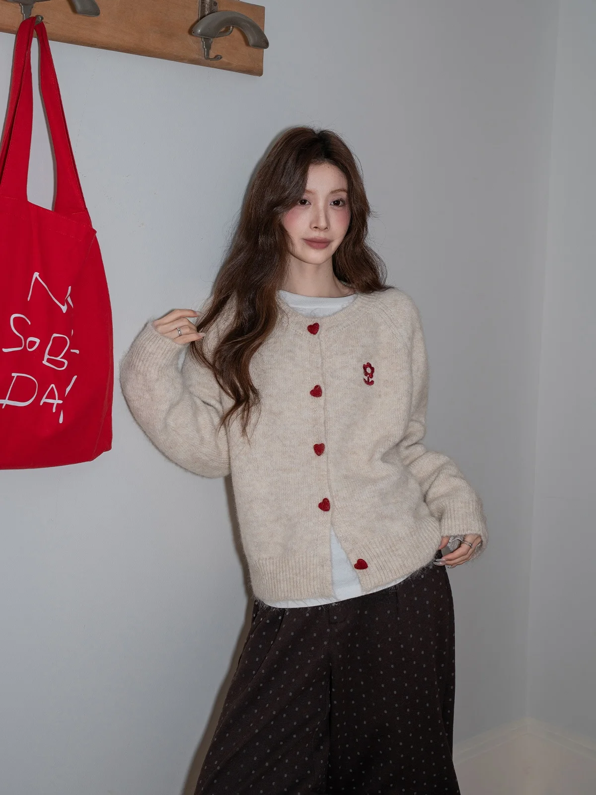 

Loose Women's Knitted Open Cardigan Sweater round Ne Opaque Inner Wear Winter Faion Korean Sle Outerwear High-End Feeling
