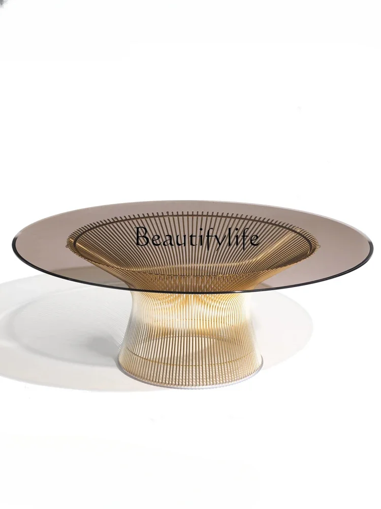 Coffee Table Artistic Style Coffee Table Light Luxury Simple Stainless Steel Glass round Table