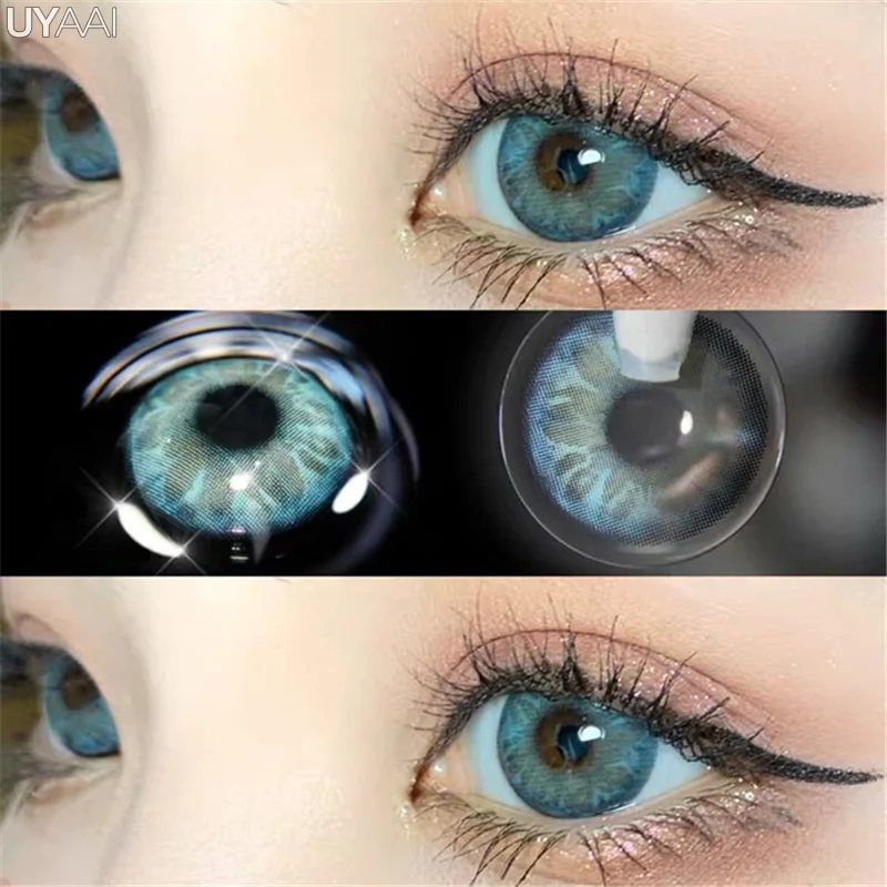 UYAAI 2pcs/pair Colored Contact Lenses for eyes Colored Eye Lenses DNA Contact lens Beautiful Pupil Cosmetics Yearly